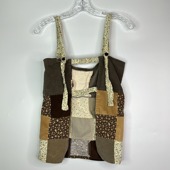 Gypsy Rose Festival Patchwork Grateful Dead Bear Brown Apron Top - Picture 4 of 9